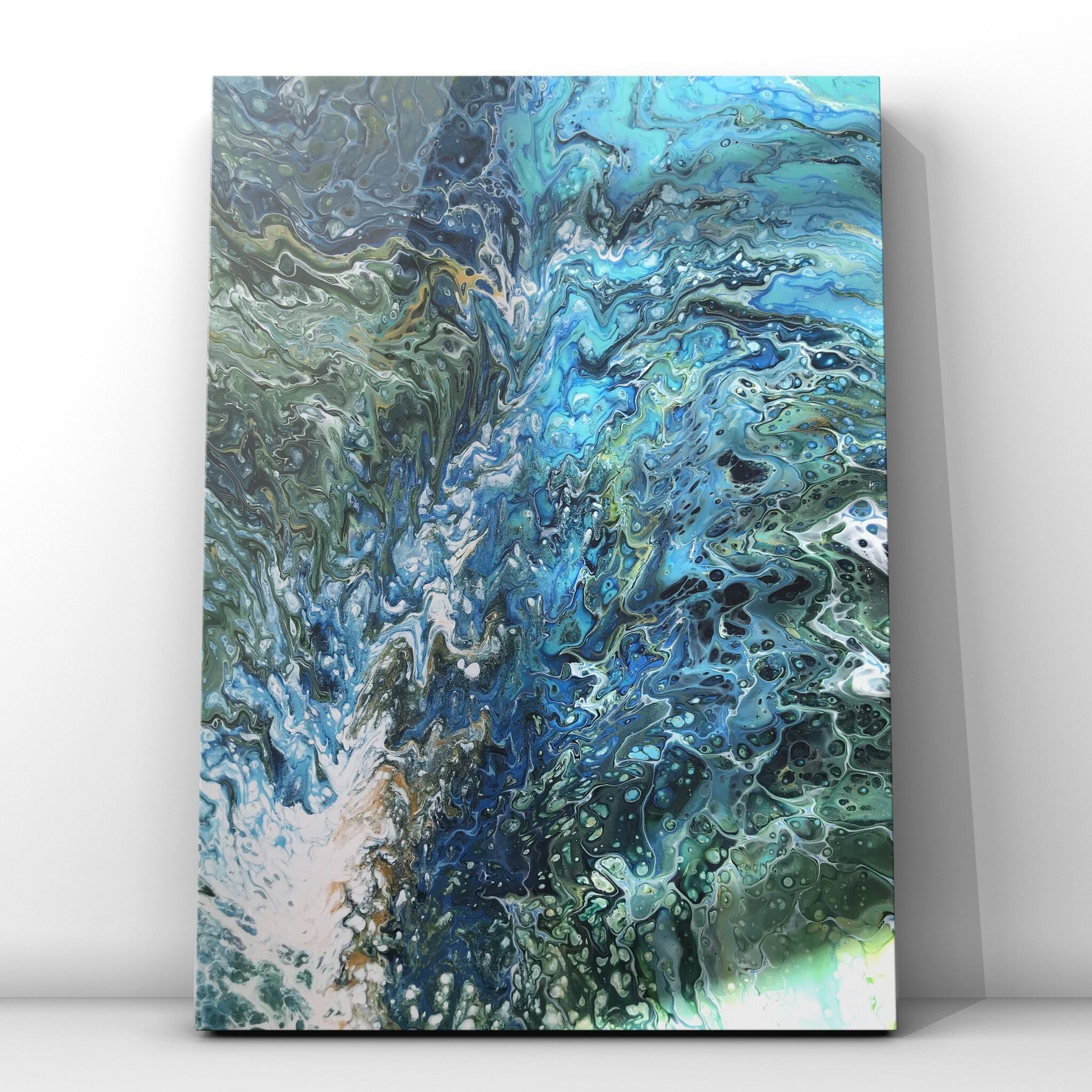 タイトル:飲まれる 現代アート 抽象画 フルイドアート ポーリング