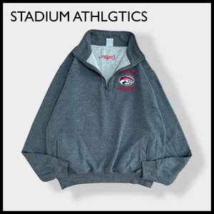 【STADIUM】カレッジ ヒューストン大学 Houston Cougars football NCAA フットボール 刺繍ロゴ ワンポイントロゴ バックロゴ ハーフジップ スウェット プルオーバー L US古着