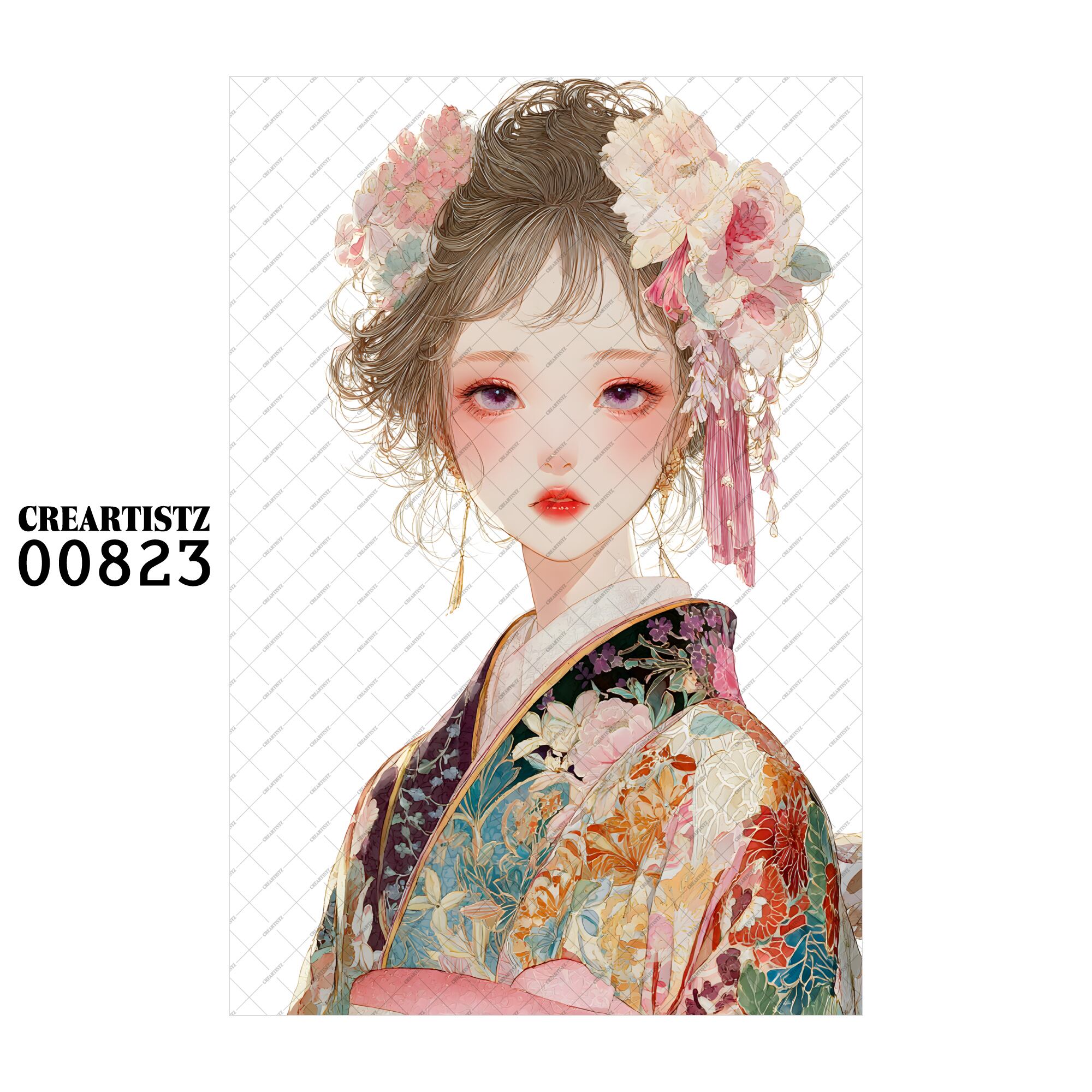 00823 ガール キュート オリジナル ペーパー/ステッカー 4枚セット CREARTISTZ