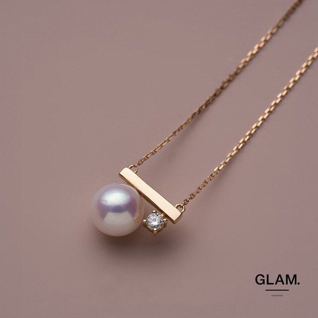 パール&ジルコニア エレガントネックレス ゴールド | glamofficial
