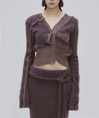 24AWMUKCYEN asymmetric short cardigan