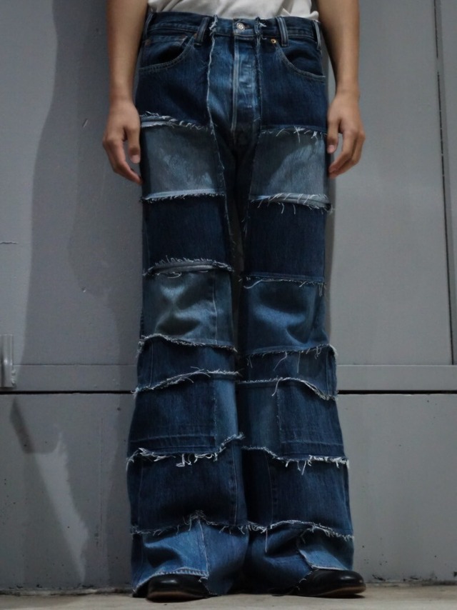 【add (C) vintage】“Original Remake” Panel Pattern Buggy Flare Denim Pants