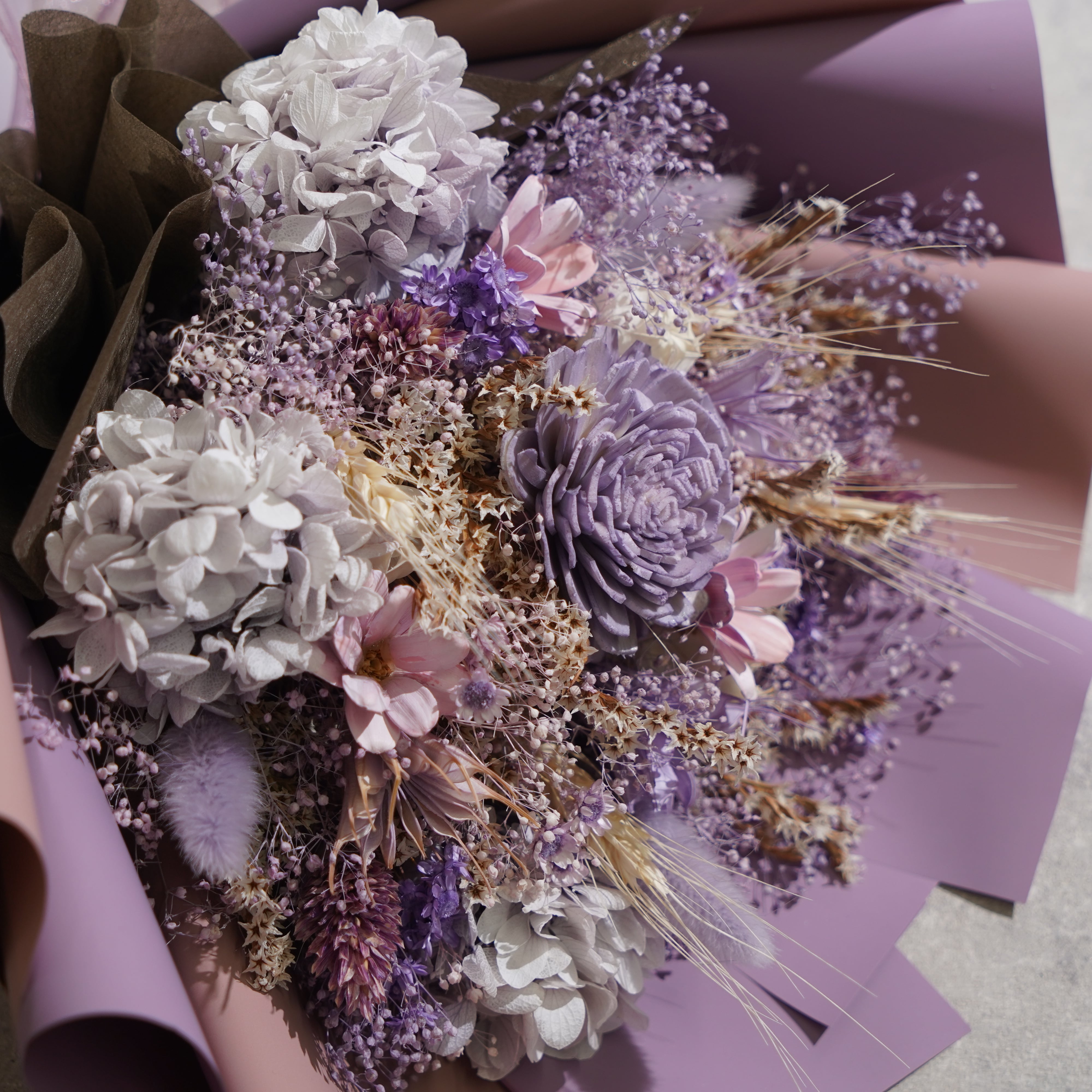 ドライフラワーの花束 Mサイズ ライトパープル M-540≪限定1点