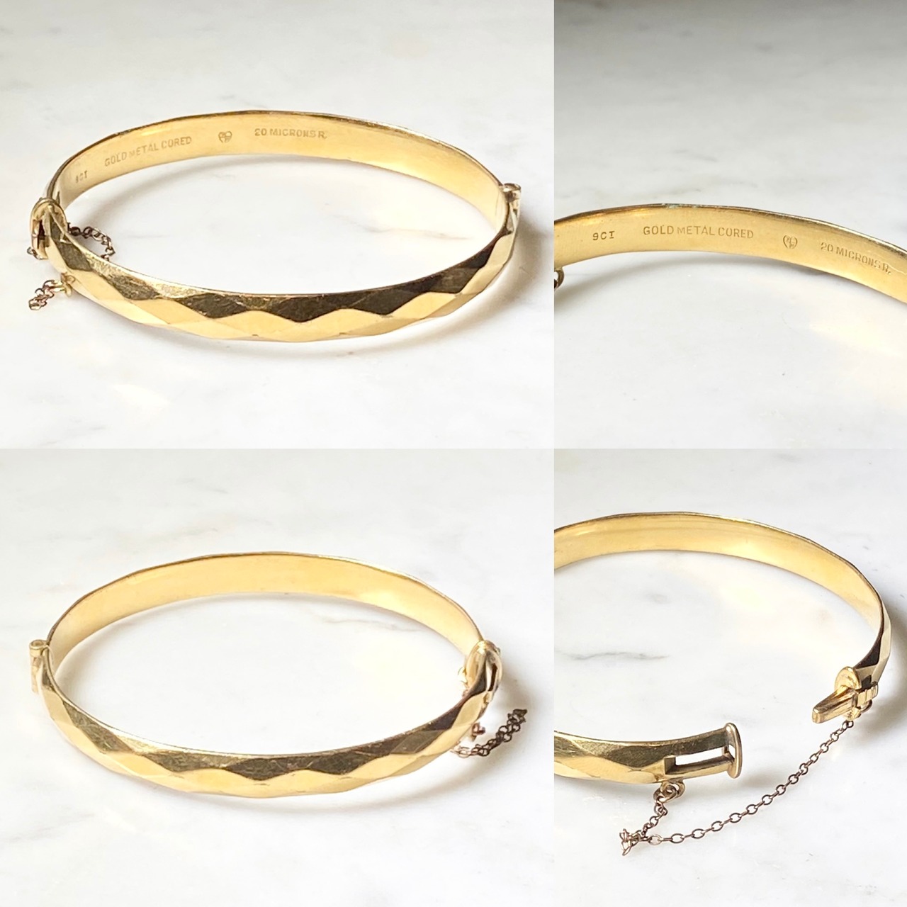 vintage 9ct rolled gold metal hinge bangle