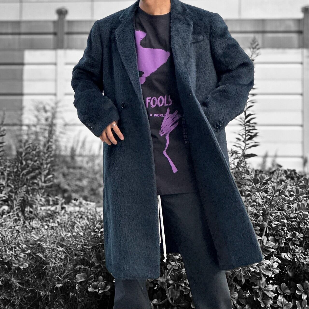 【RAF SIMONS】Classic double brested coat(NAVY) | AYIN