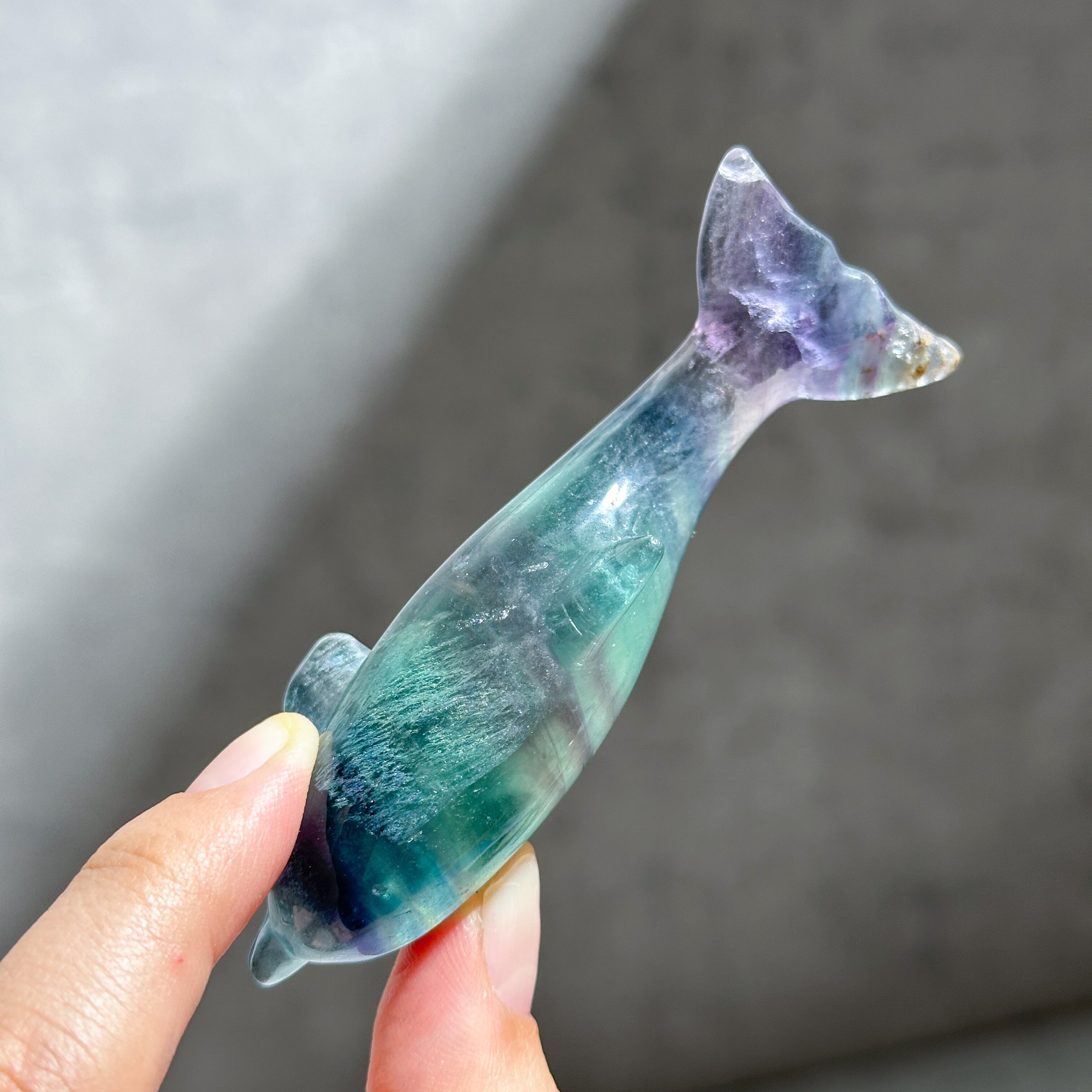 パワーストーン 天然石 レインボーフローライト イルカ 19g No.427
