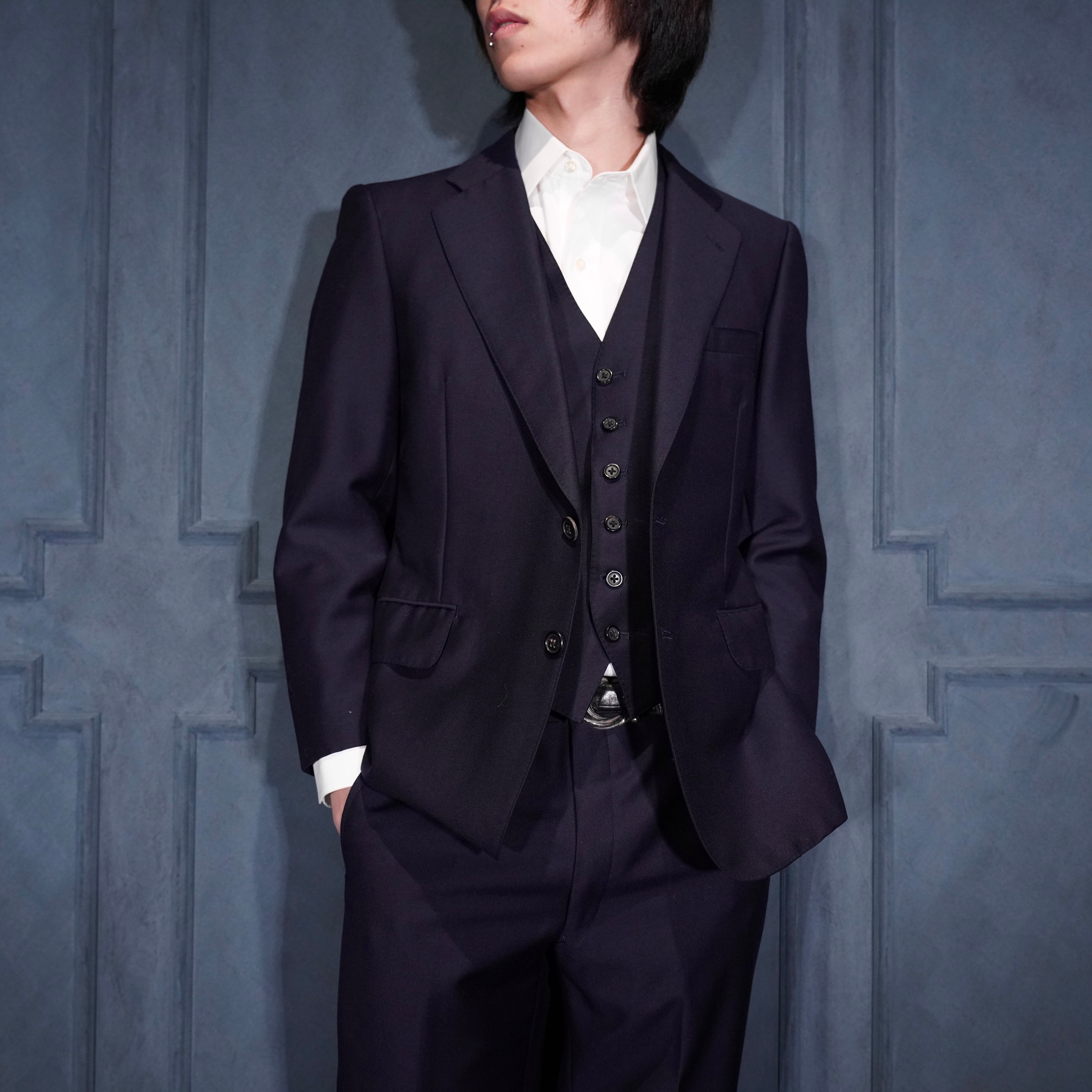 Burberrys NAVY COLOR MOHAIR WOOL DESIGN SET UP SUIT/バーバリーズ