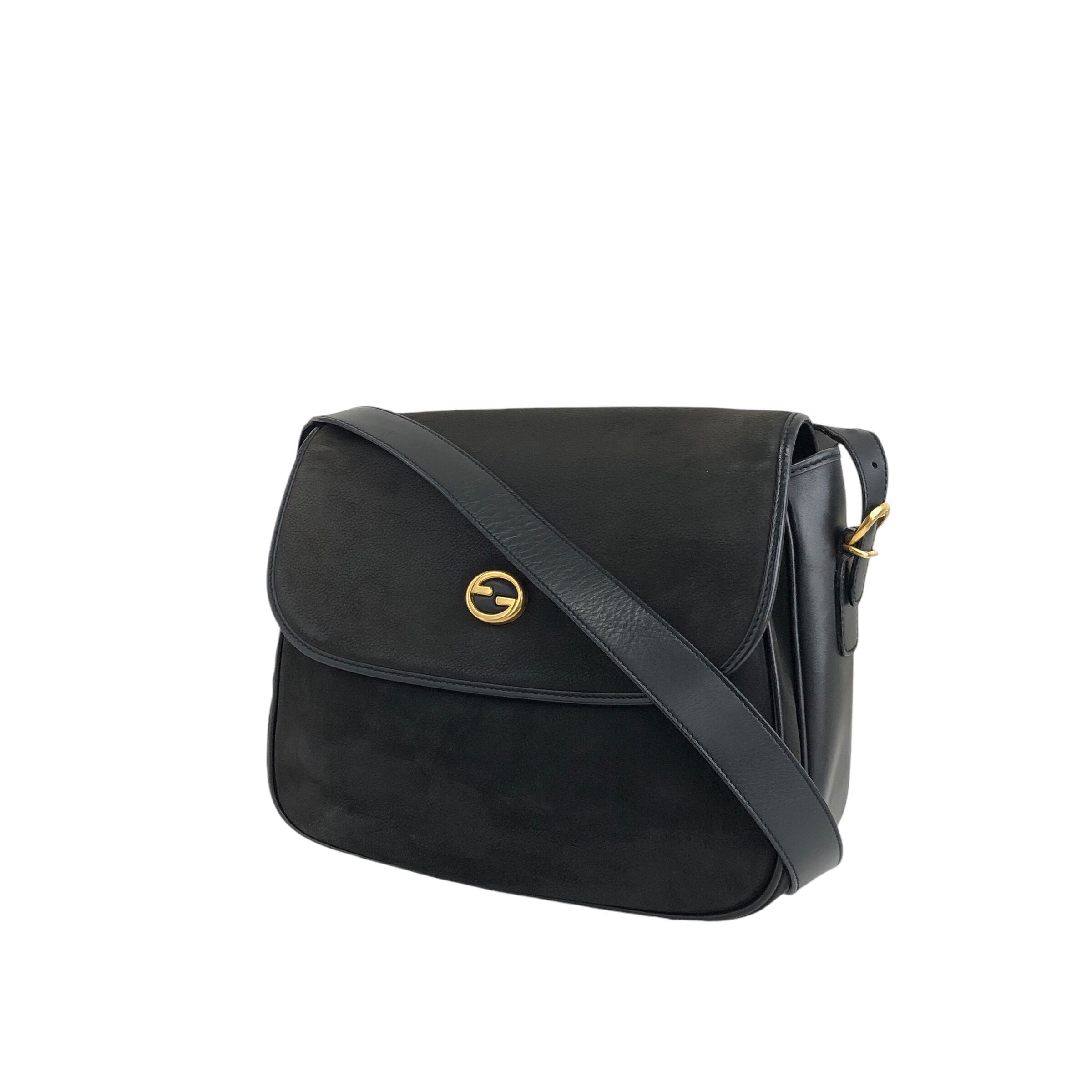 GUCCI グッチ ショルダーバッグ ブラック ヌバックレザー vintage