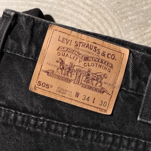 美品 34×30 Levi’s 505-4159 USA 96年 オレンジタブ サルファーブラックデニムパンツ リーバイス