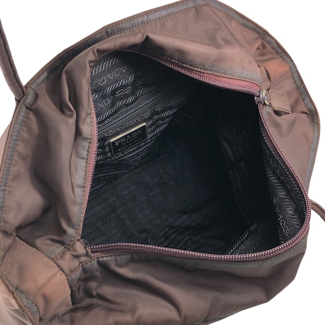 PRADA プラダ トートバッグ ブラウン トライアングルロゴ ナイロン vintage ヴィンテージ オールド nda4br