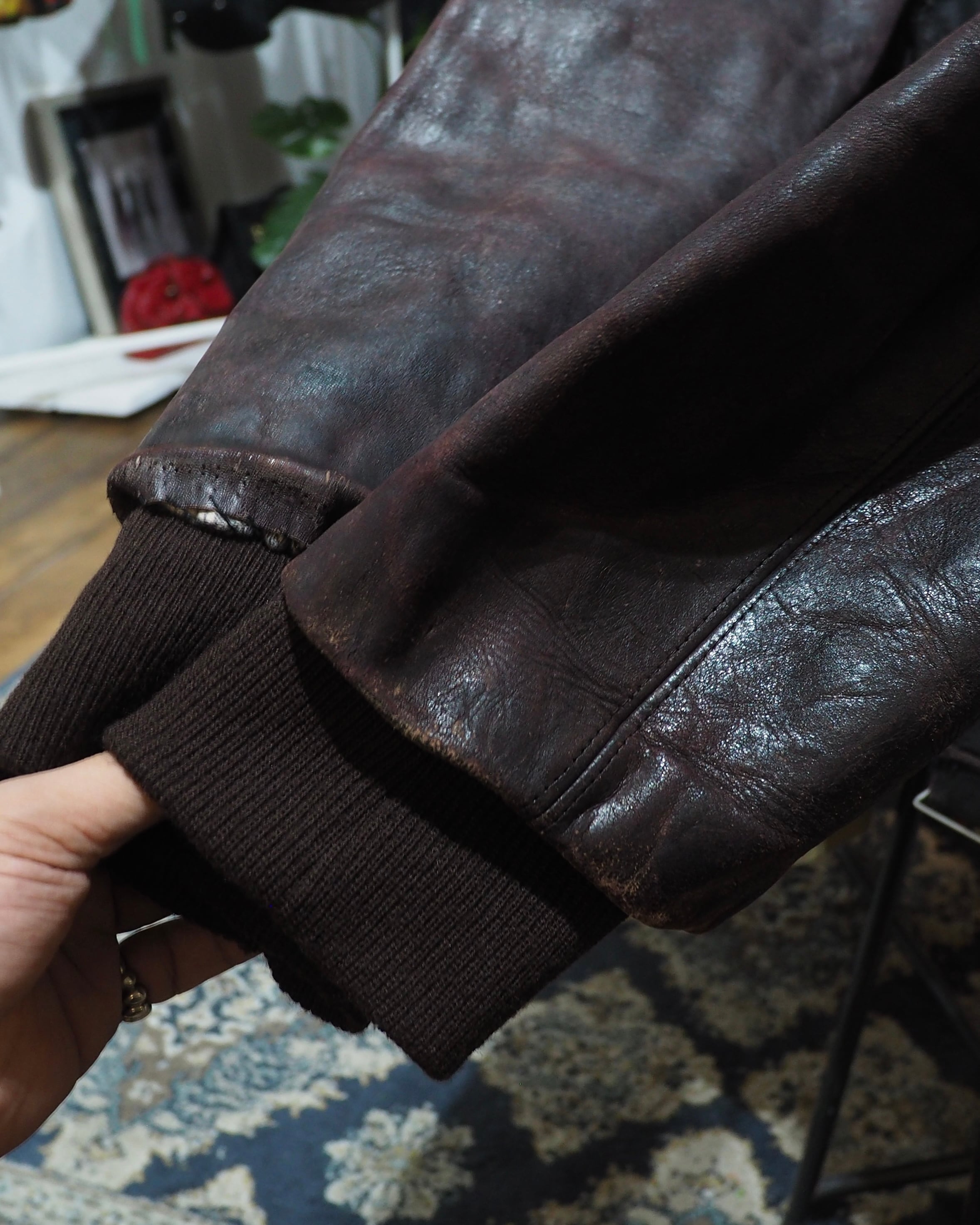 " Unknown - Handmade " Beautiful Aging Special Vintage Leather Jacket