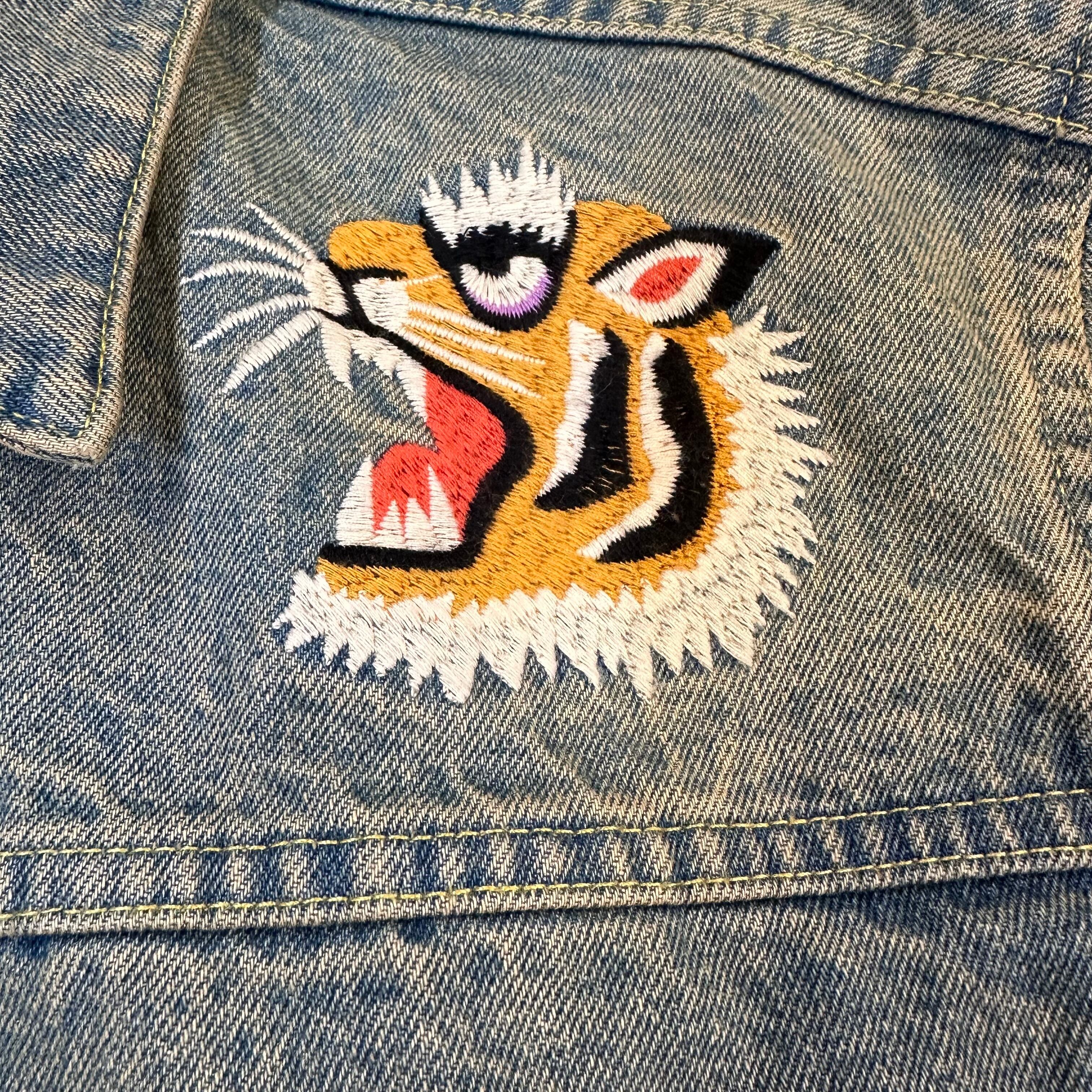 i*i様 HOUSTON 虎刺繍 デニムジャケット XL HOUSTON（ヒューストン） ジャケット メンズ デニム エンブロイダリー
