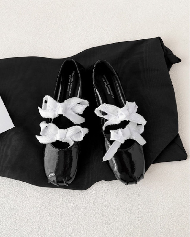 フロントダブルリボンフラットパンプス　3334