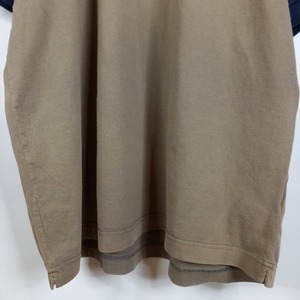 90s　ギリシャ製　ユーロナイキ　Tシャツ　半袖　刺繍　スウォッシュ　ベージュ　ネイビー　L