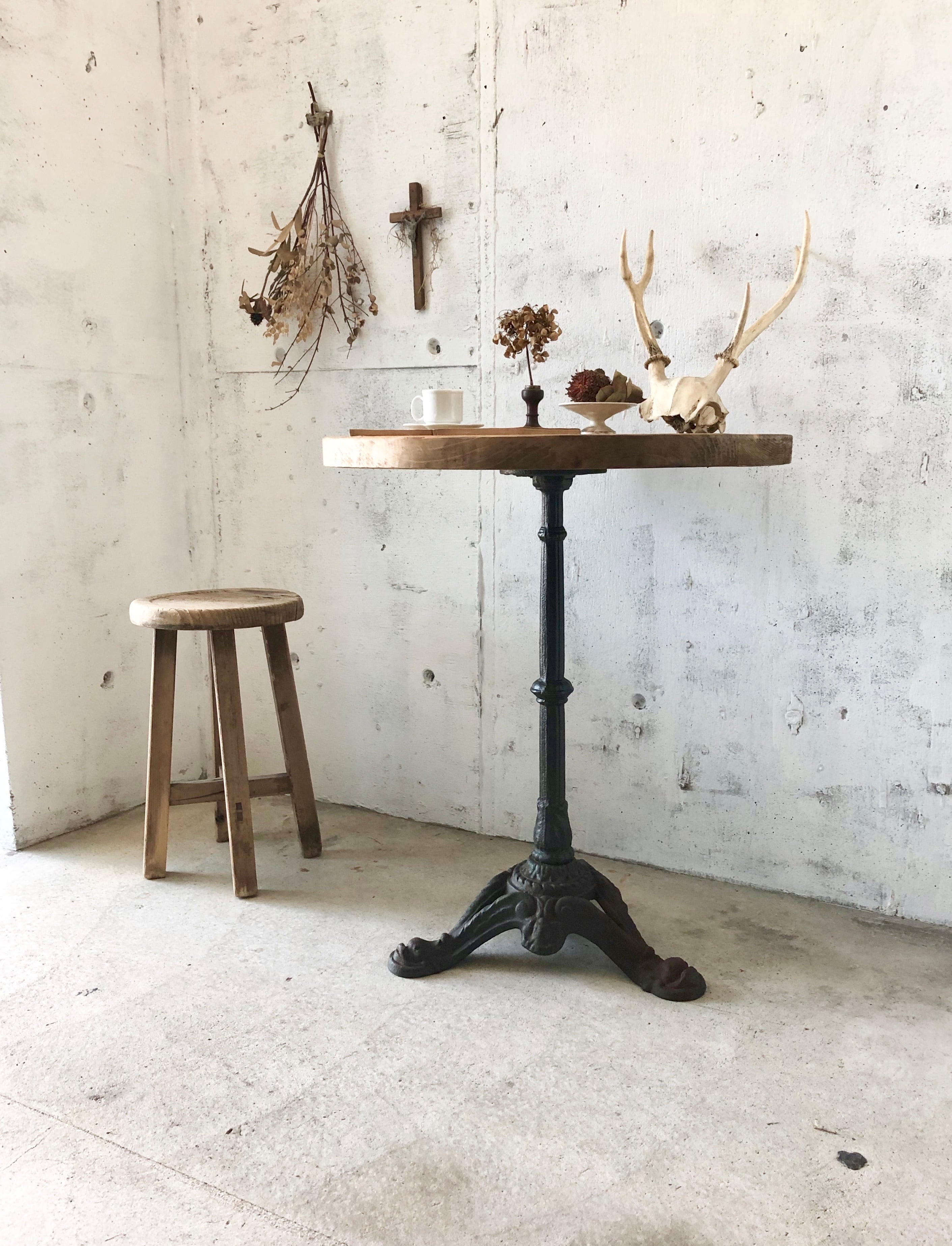 ✦無骨✦ミッドセンチュリーテイスト × 昇降式カフェテーブル　鉄脚 カフェテーブル用 1本脚｜家具脚｜【上手工作所】 サイドテーブル・ナイトテーブル・ローテーブル