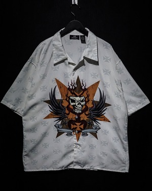 【WEAPON VINTAGE】Skull Design Loose S/S Open Collar Shirt