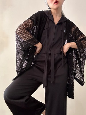 60-70s Vintage Kimono Sleeves Crochet Jacket