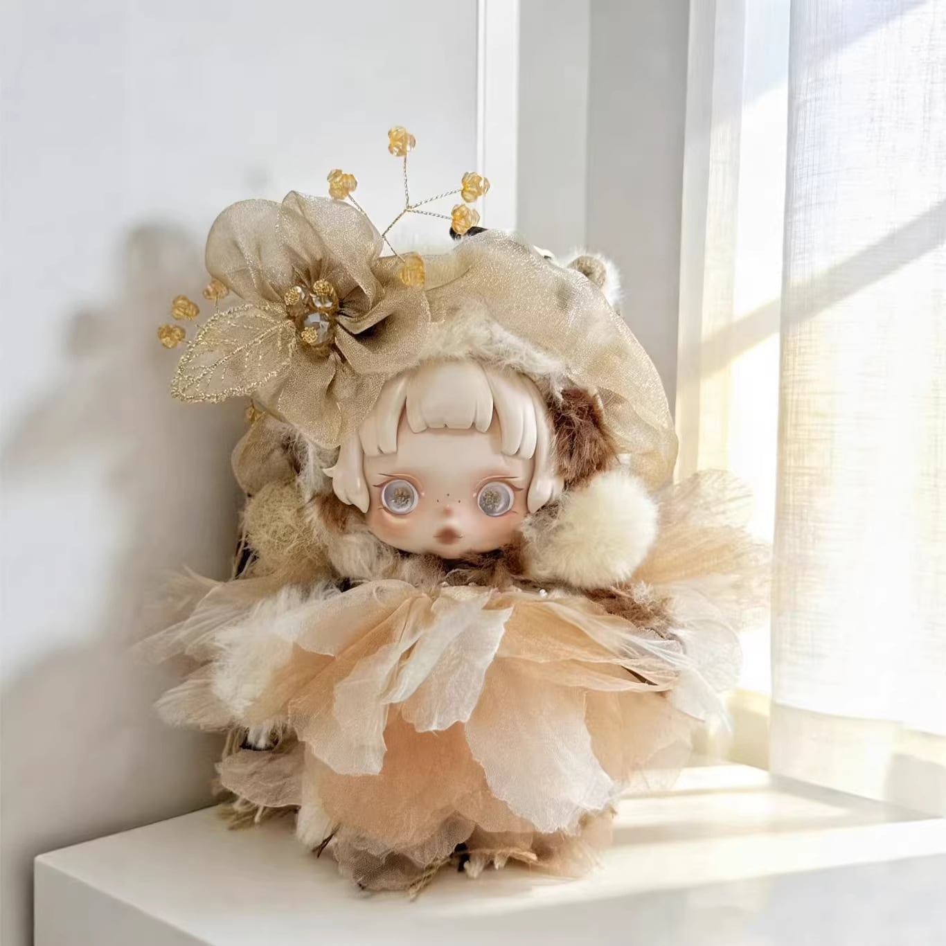 スカルパンダ用 枯葉 花びら チュールドレス+フラワー ヘアバンド