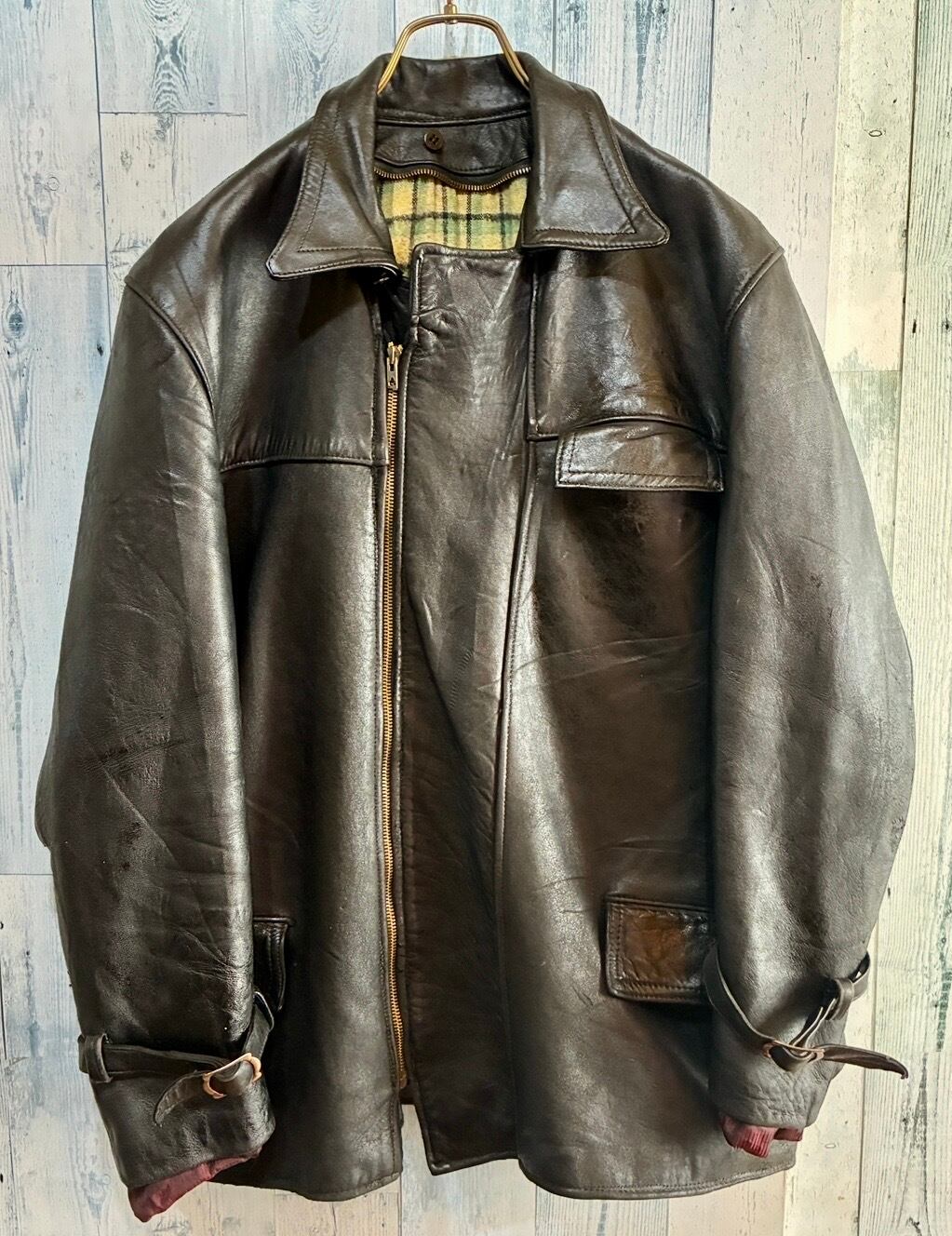 ユーロヴィンテージ レザージャケット エクレールジップ 50s60s フランス ユーロヴィンテージ レザージャケット エクレールジップ 50s60s