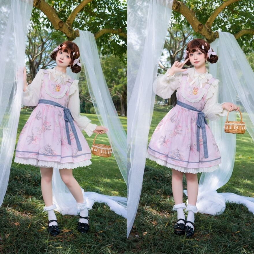 スイートロリータ JSK うさぎ 花柄 プリント ガーリー おしゃれ増し