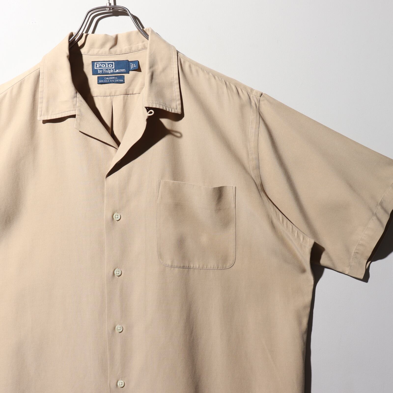 開襟 CALDWELL polo ラルフローレン シルク リネン シャツ メンズ