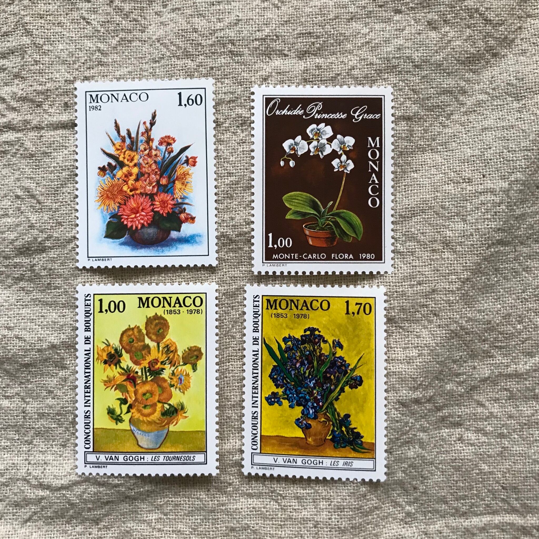 モナコの花の切手4枚セット