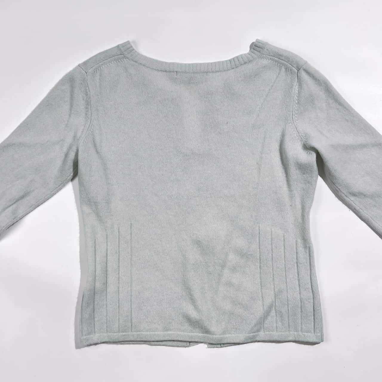 カシミヤ100% esche エッシュ ビーズ デザイン ニット カーディガン 42/ライトブルー系 レディース