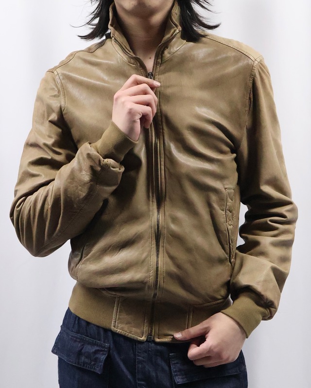 【Dolce&Gabbana】high neck zip up leather blouson