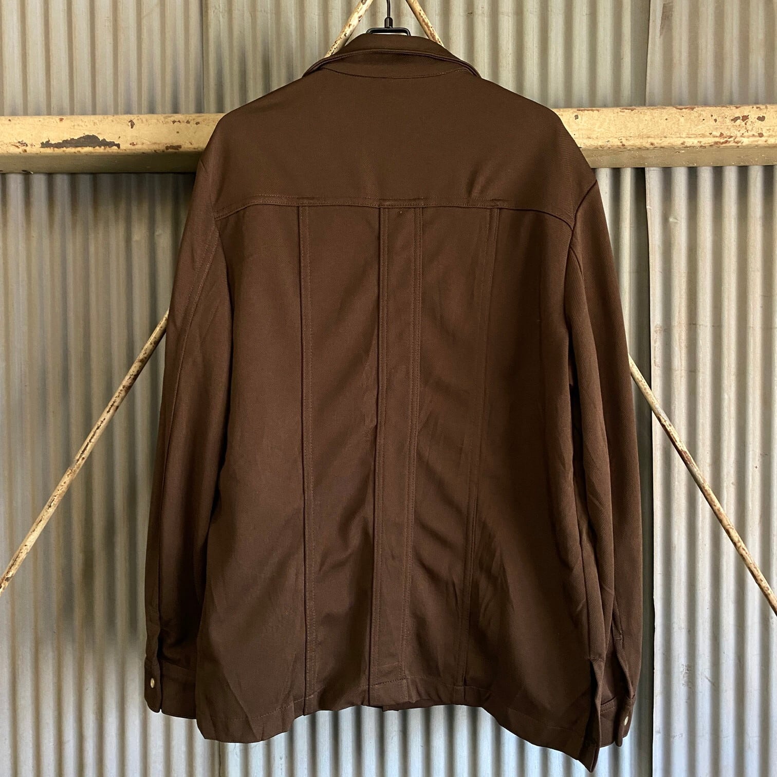USA製 70年代 Lee リー ポリエステル 開襟 ワークシャツ メンズXL 古着 