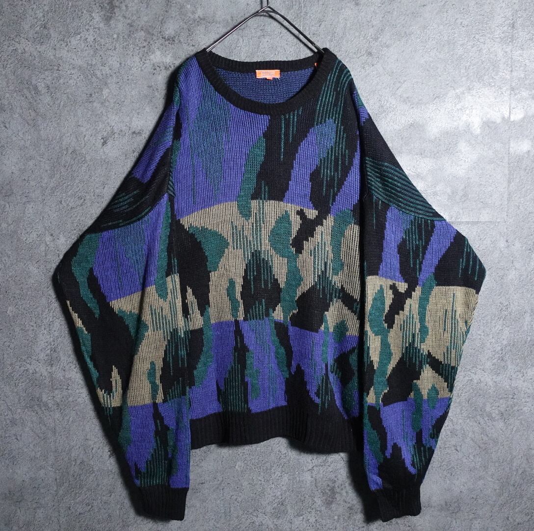 Multicolor abstract design knit