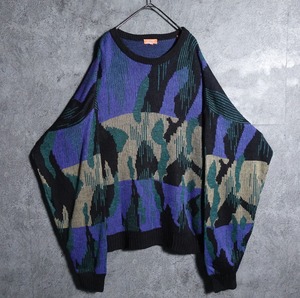 Multicolor abstract design knit