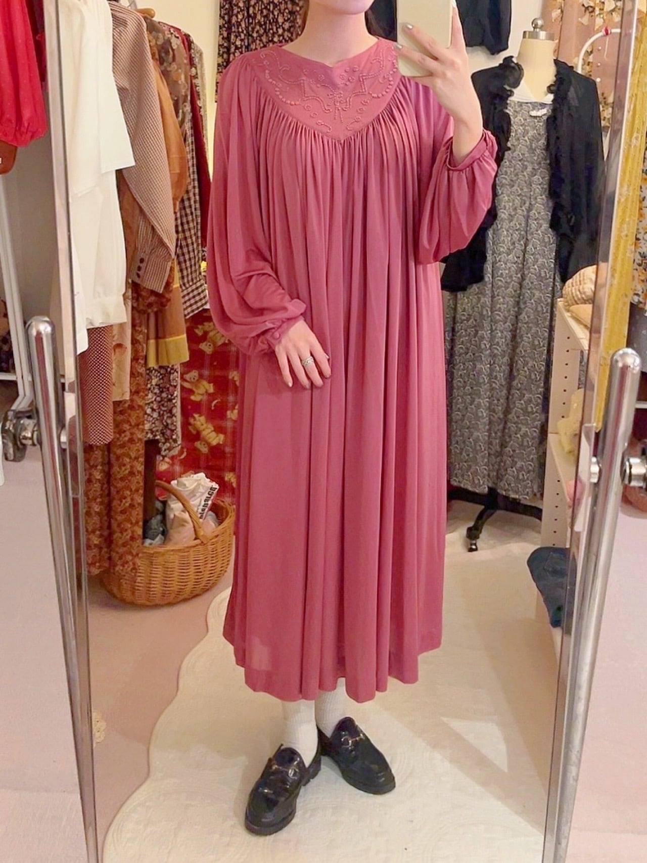 flower ribbon beads gather one-piece