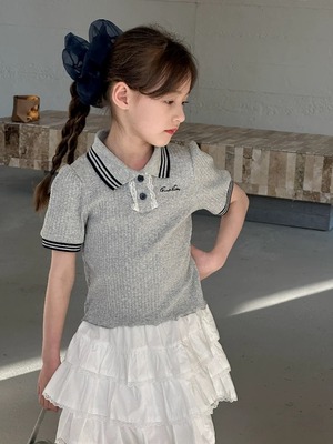 ライン入りレースポロシャツ