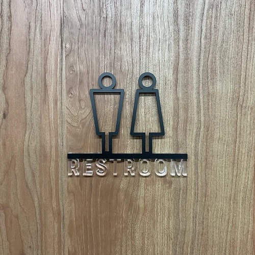 (送料無料)ルームサイン RESTROOM ドア用 3Dアイコン クリア文字