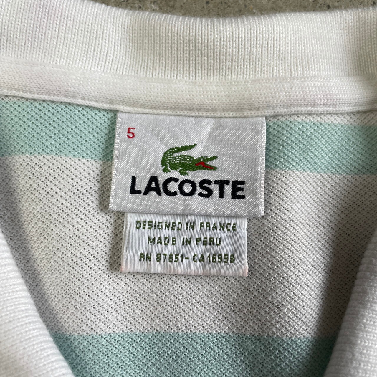 90年代 LACOSTE ラコステ 鹿の子 マルチボーダー ポロシャツ メンズL 