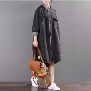 デニムロングカーディガン