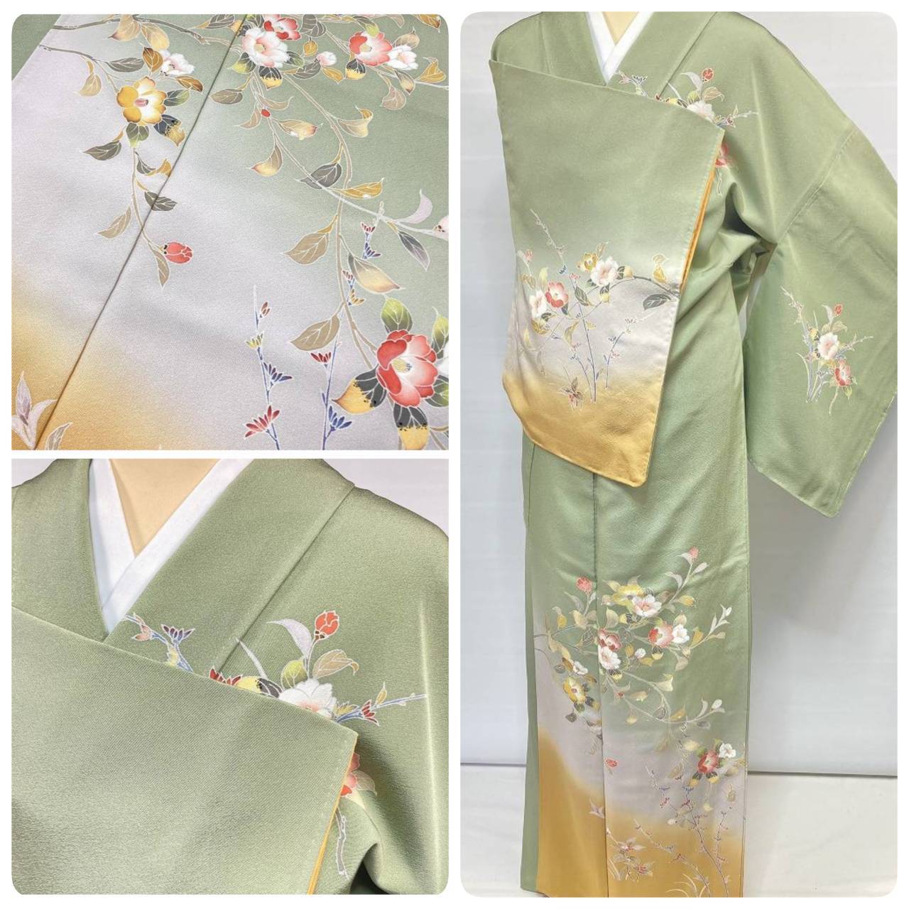 有松絞り【浴衣】花 夏着物 綿 有松鳴海絞り 白 水色 ピンク 102