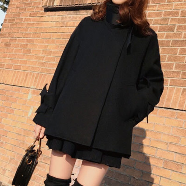 ハイネック ショートコート aライン 袖リボン かわいい 上品 無地 黒 ベルト使い シングル 大人 ジャケット カジュアル ボリューム感 ゆったり アウター 秋冬 春 おしゃれ レディース シンプル Y Boueki Import Swimwear Fashion ハイネック ショートコート aライン 袖リボン かわいい 上品 無地 黒 ベルト使い シングル 大人 ジャケット カジュアル ボリューム感 ゆったり アウター 秋冬 春 おしゃれ レディース シンプル Y Boueki Import Swimwear Fashion