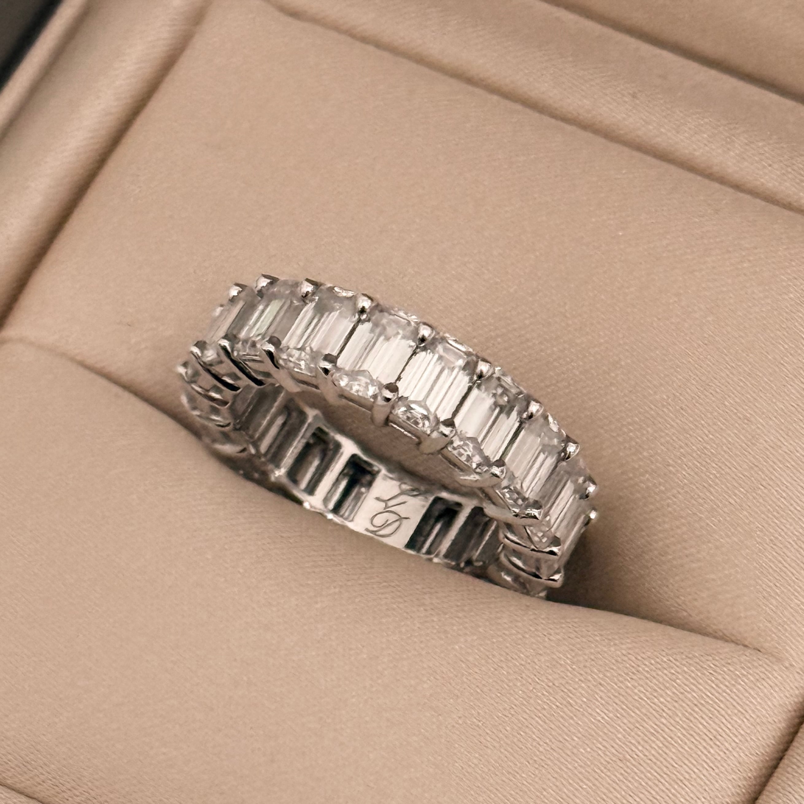 3*5mmエメラルドカット フルエタニティリング Silver925 プラチナ