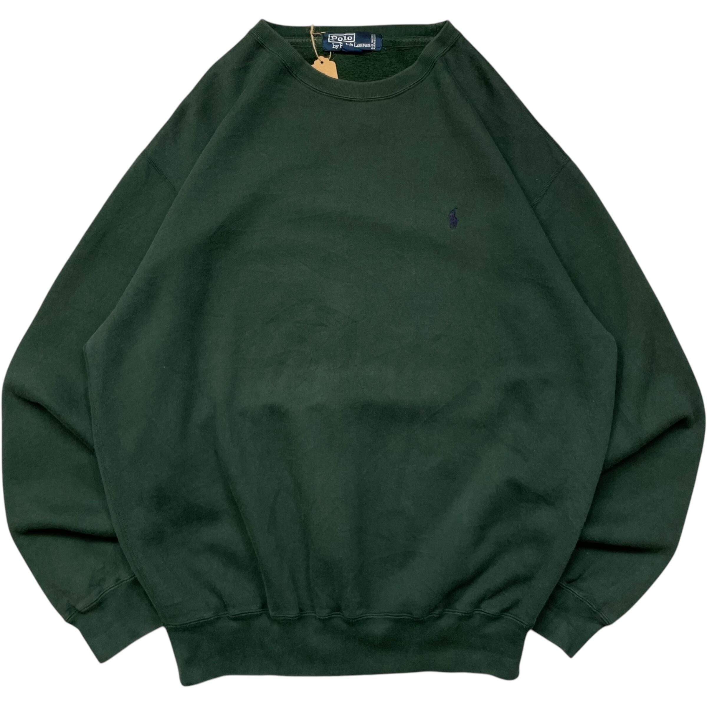《XL》 Polo by Ralph Lauren ポロバイラルフローレン スウェット ワンポイント 刺繍 グリーン 90年代〜 no.5611