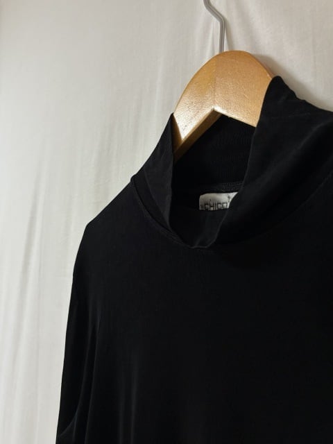 Solid Color Mock Neck Long Sleeve Cut and Sewn
