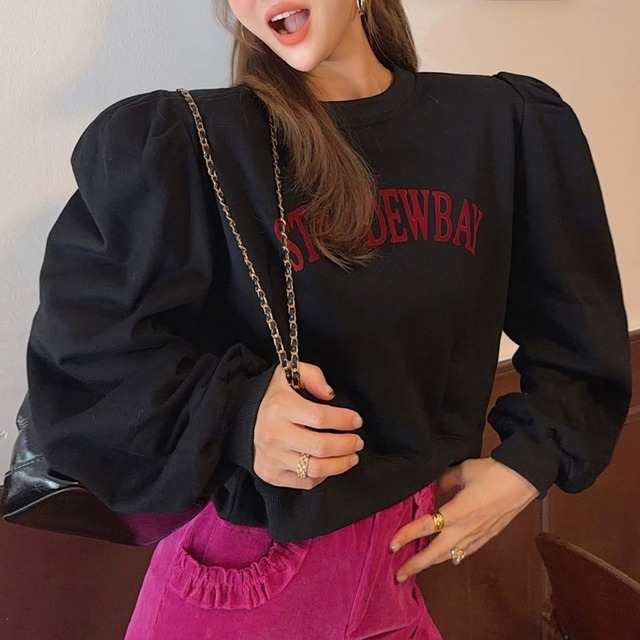 Volume puff sleeve sweat pullover　M4707