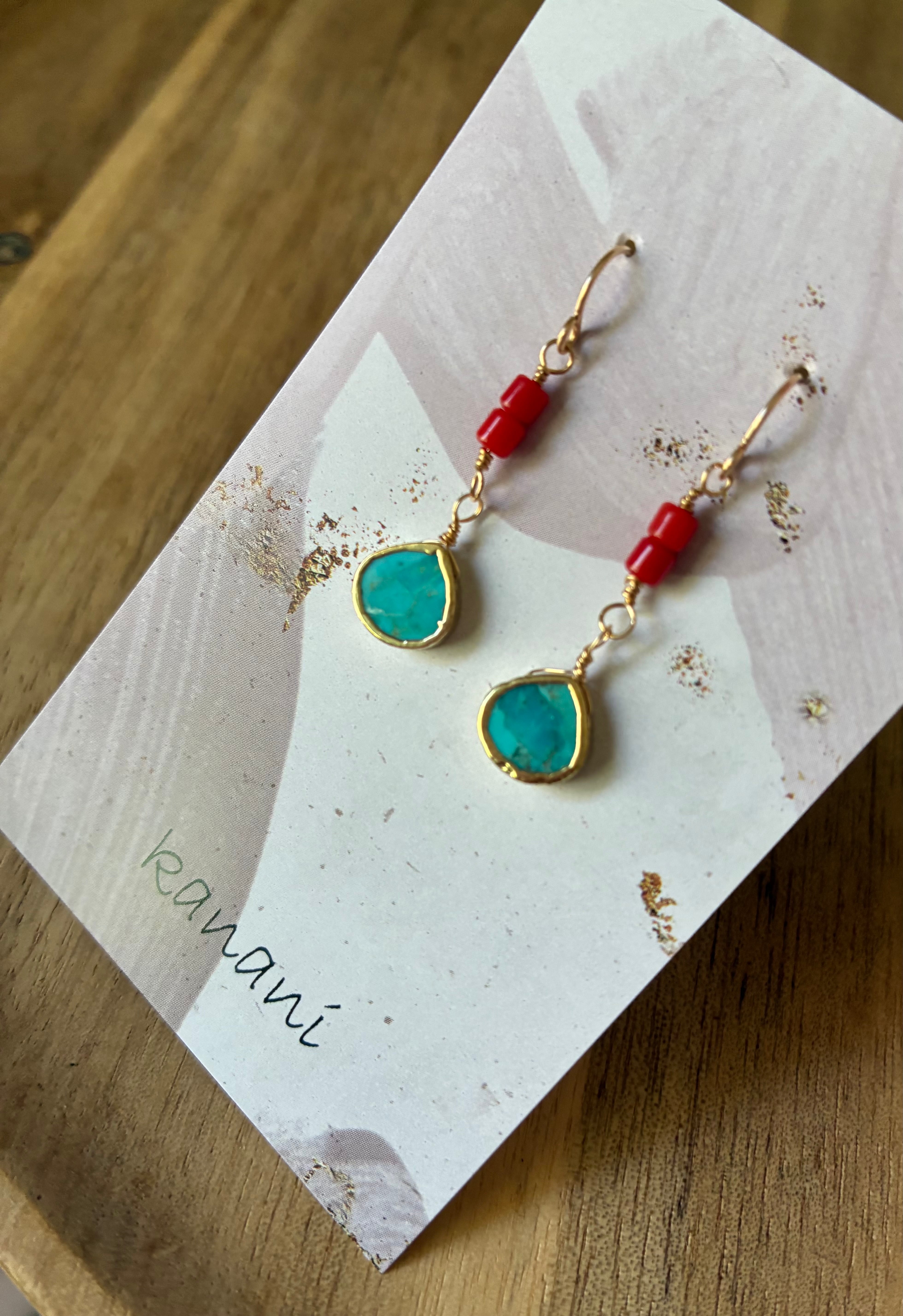 コッパーオパールとケシパールのピアス 14kgf | kanani