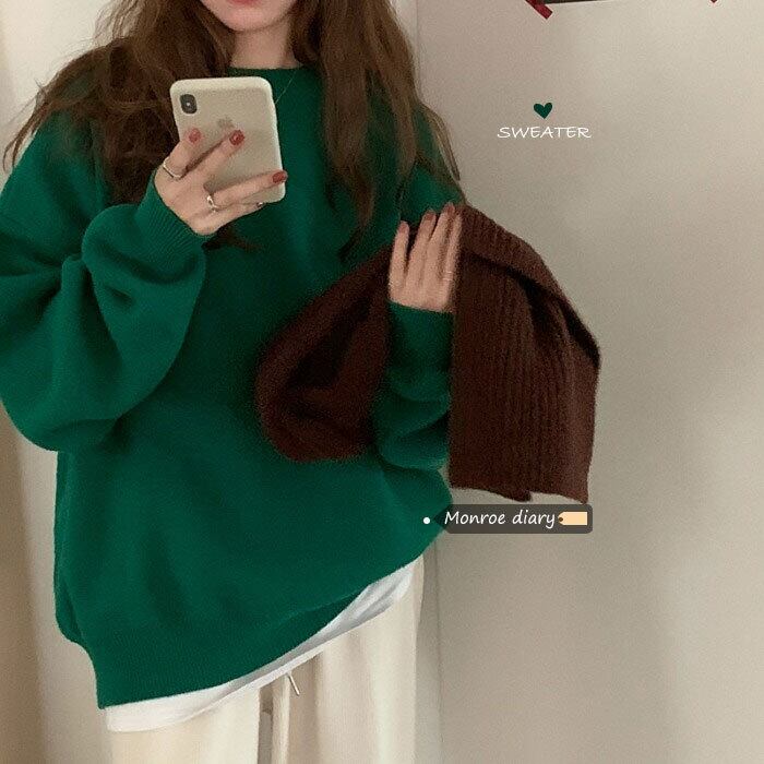 セーター レディーススタイルルーズオータムウィンターショートトップス ロング 秋物 冬物 モンロー43605021374