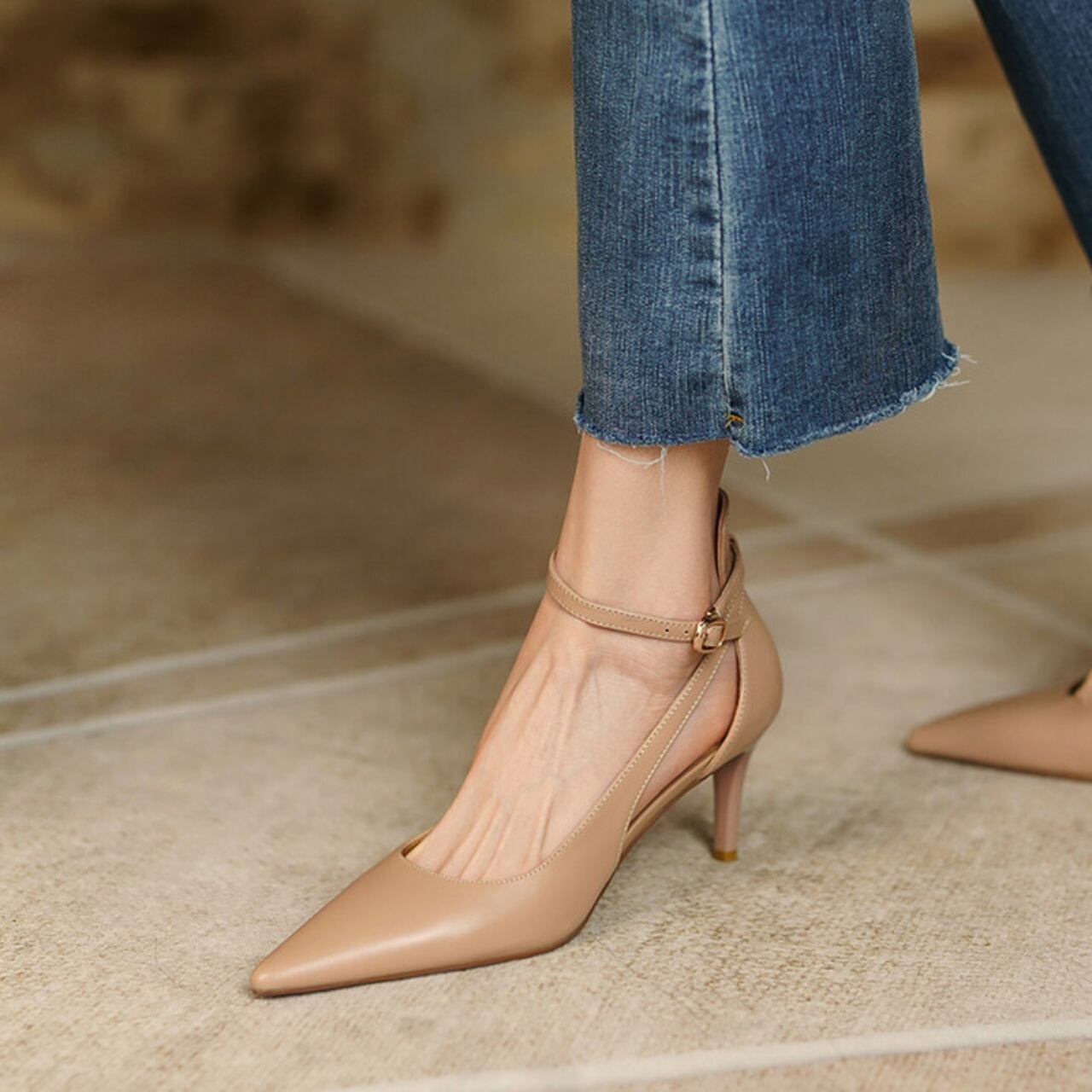 アンクルストラップヒールパンプス a0205