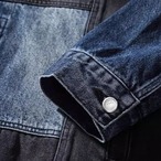 Patchwork Long Sleeve Hip-Length Denim Jacket ◇H0854