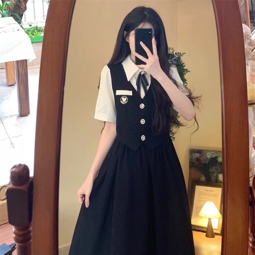 サブカル 服 地雷系 通販 ワンピース フェイクスーピース 学園風 闇かわいい