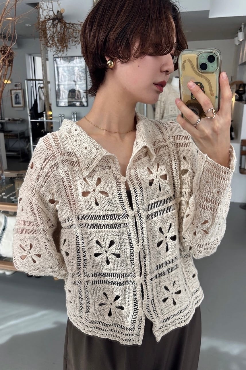 planet3rd 透かし編みプルオーバー　Ivory 透かし編みMIXヤーンニットプルオーバー(F BEIGE): トップス｜PMbox