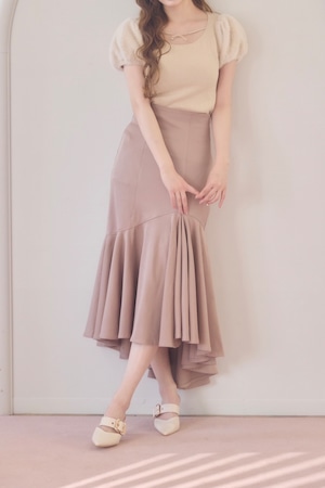 asymmetry ruffle mermaid skirt (pink)
