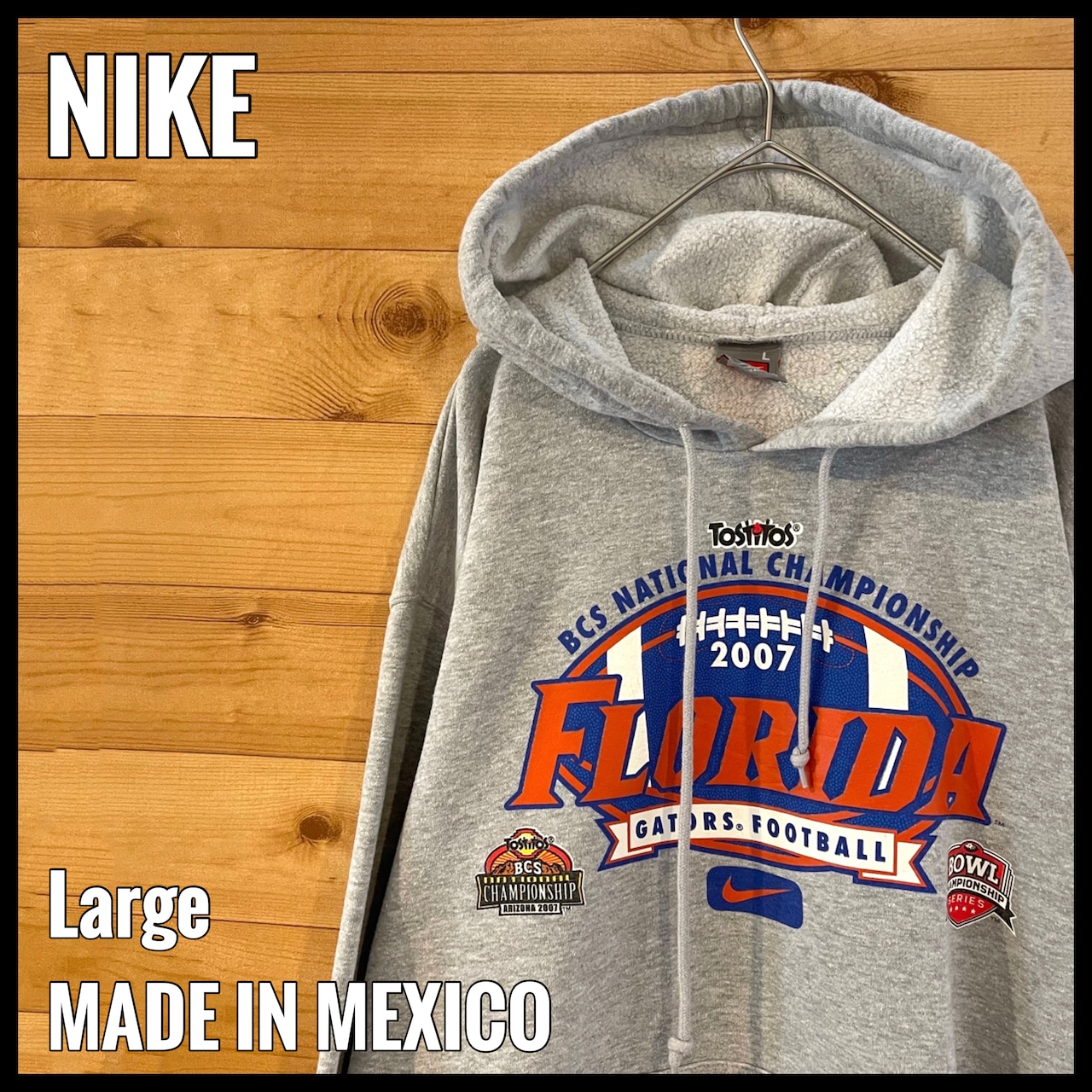 【NIKE】メキシコ製 カレッジ フロリダ大学 Florida Gators football ゲーターズ フットボール ロゴ パーカー スウェット フーディー ナイキ L US古着